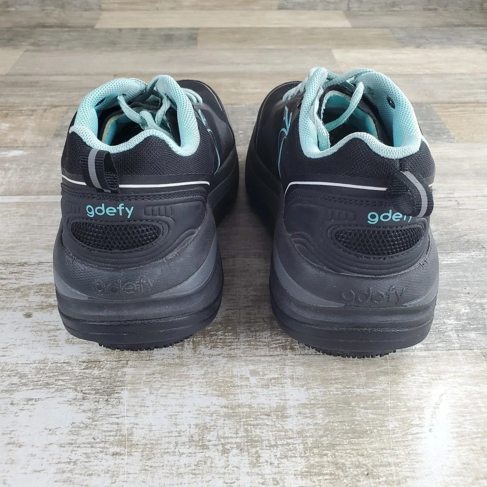 G-defy Gravity Defyer Womens Shoes Sz 8 Comfort Black Teal Mesh Walking Sneakers